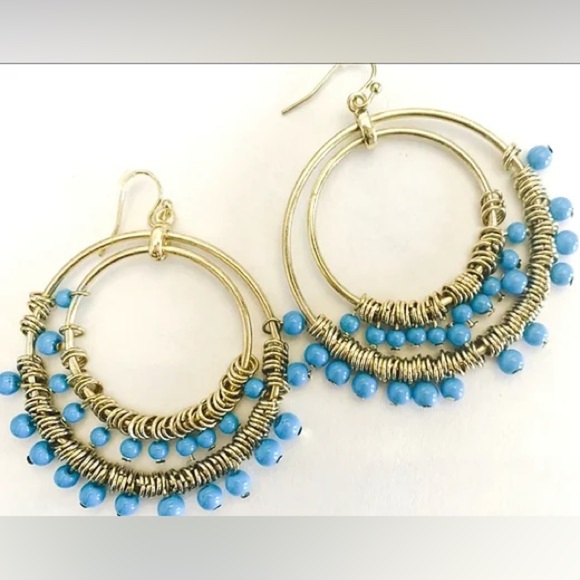 Turquoise Statement Hoop Earrings (pierced)
(New) - Picture 3 of 3